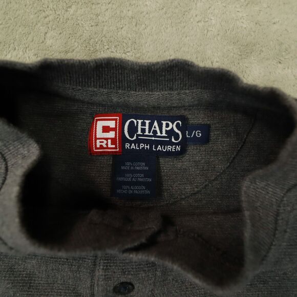 Chaps Ralph Lauren Men's Henley Shirt Gray Long Sleeve Waffle Thermal size Large - Picture 2 of 6